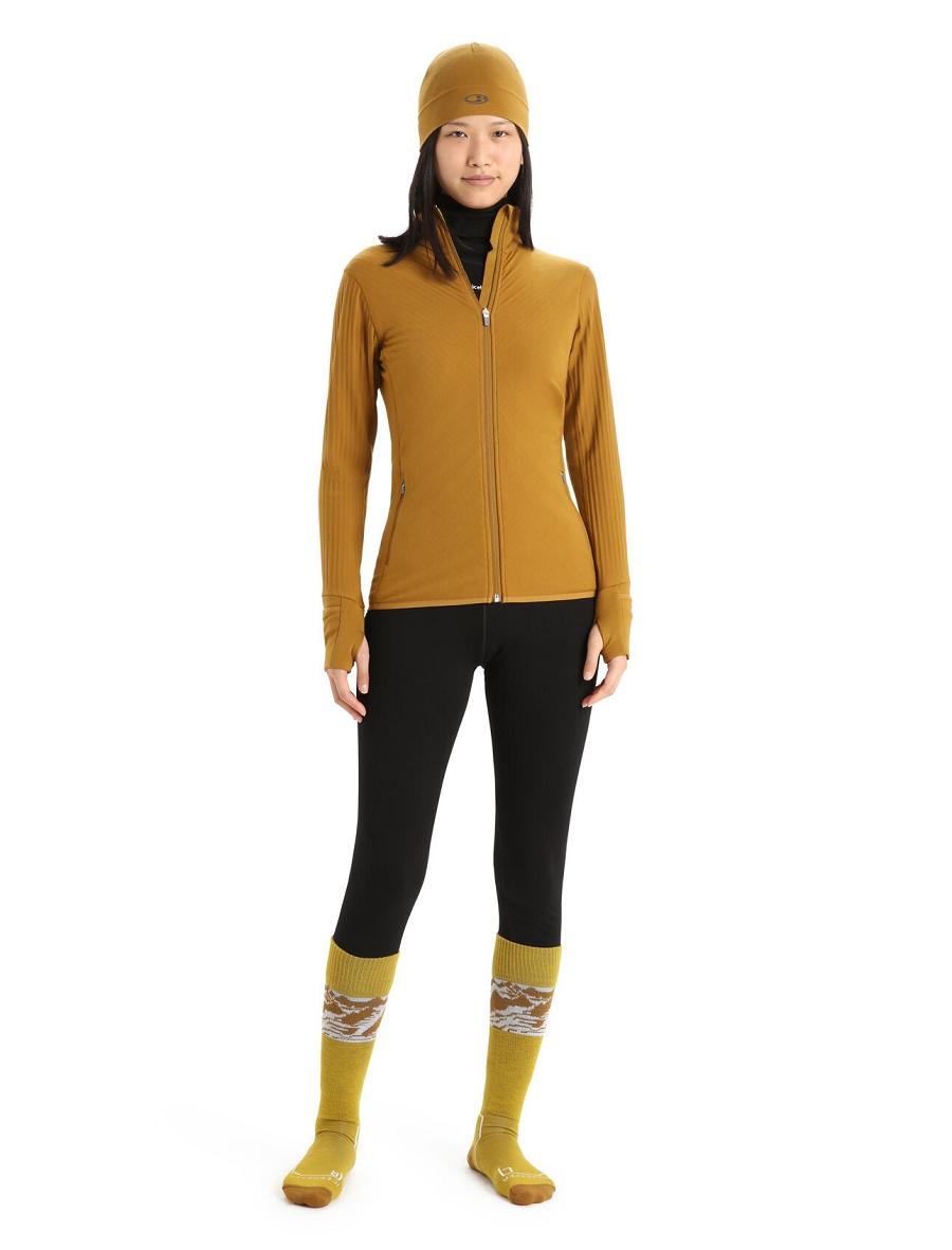 Women's Icebreaker RealFleece™ Merino Descender Long Sleeve Zip Jackets Clove | CA 1300HAPK